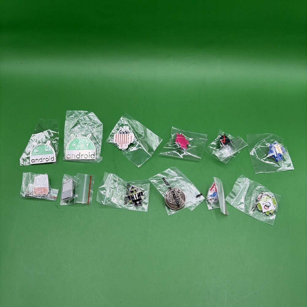 ASSORTED GOOGLE ANDROID PIN COLLECTION Pack - Set of 12 RARE